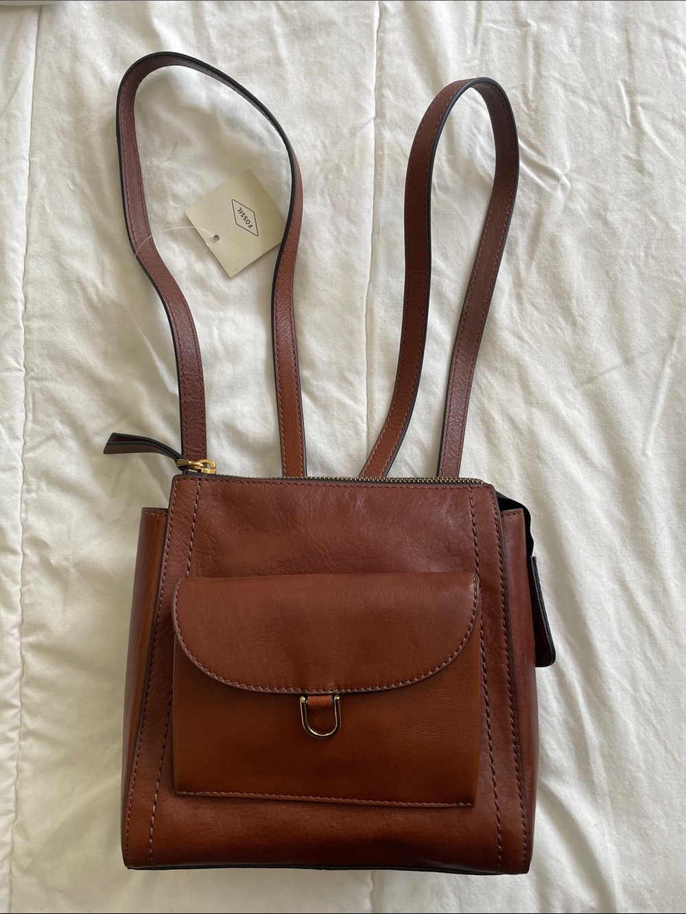 Fossil Chestnut Leather Mini Backpack - New with Tags